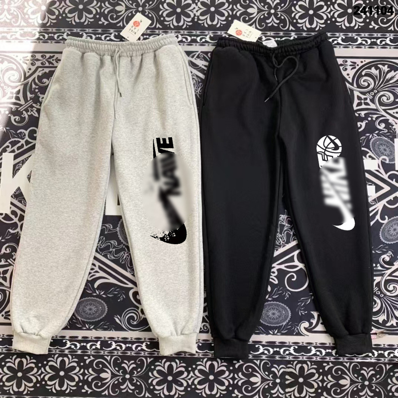 Spring and autumn style, simple small logo embroidery, loose-fitting, plus-size basketball and fitness athletic pants, black and gray casual jogging pants for couples Spring and autumn style, simple small logo embroidery, loose-fitting, plus-size basketball and fitness athletic pants, black and gray casual jogging pants for couples