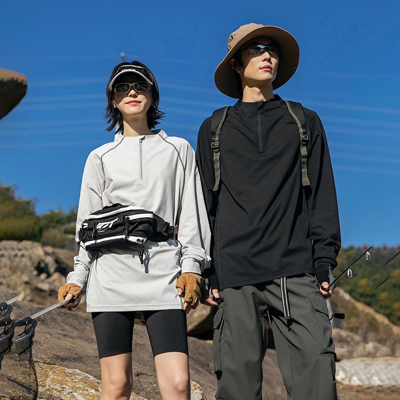 2025 New Outdoor Half-Zip Quick-Drying Long T-Shirt Spring Breathable Moisture-Absorbent Quick-Drying Sun Protection Sports Hiking