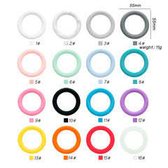 Cross-border 55MM Hole Silicone Ring Baby Teether Soft Gum Tooth Grinding Stick Infant Teething Chew Toy
