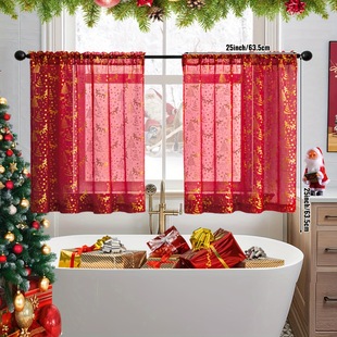 Cross-border Christmas Finished Hair Partition Curtain Christmas Decorative Curtain Background Cloth Amazon Red Green Door Curtain