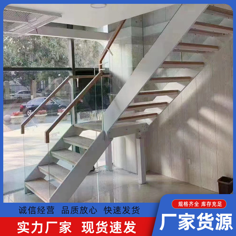 室内阁楼复式网红家用双梁玻璃楼梯室内整体现代简约家装楼梯