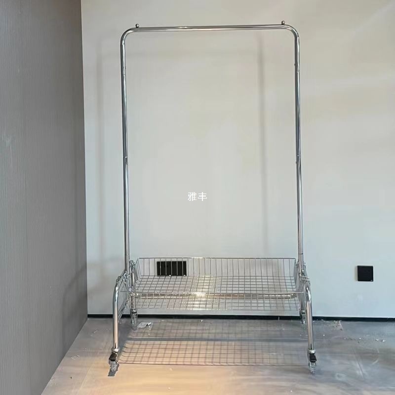 Floor-Standing Clothes Rack Mobile Multi-Functional Storage Rack Clothing Store Display Rack Internet Celebrity Bedroom Storage Rack with Basket