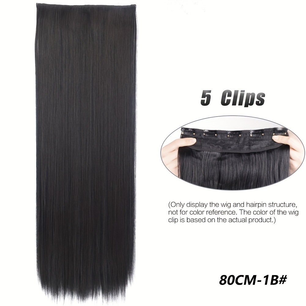 80CM una pieza de peluca de cinco tarjetas de cabello recto super largo no es fácil de atar nudos de cabello recto extensión de estilo de cabello