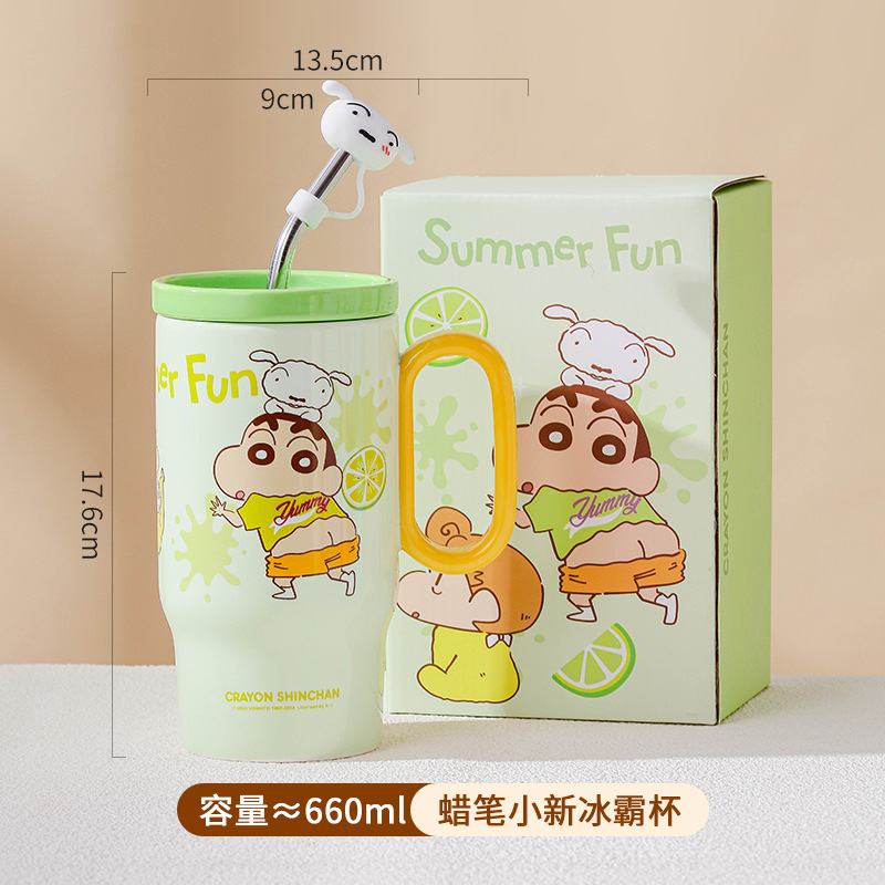 Auténtico y autorizado lápiz pequeño nuevo taza de hielo de gran capacidad con cubierta con paja taza creativa taza de vinos