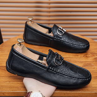 Doug shoes men's 2025 new business casual shoes a pedal lazy shoes high-grade Lefu shoes a generation of hair