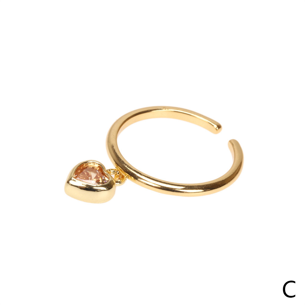Micro Heart-shaped Zircon Ring Female Fashion Design Ins Index Finger Ring Simple Gold Plated Copper Ring Open Ring Wholesale display picture 10