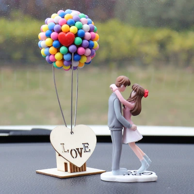Accessories Desktop Ornaments Women, Car ornaments - pink-couple-sweet-balloon-cabin