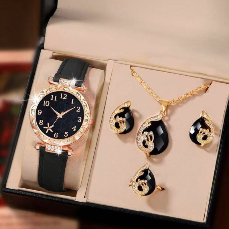 5Pcs Fashion Butterfly Women's Watch Leather Strap Ladies Quartz Watch Jewelry Set 5Pcs Fashion Butterfly Women's Watch Leather Strap Ladies Quartz Watch Jewelry Set