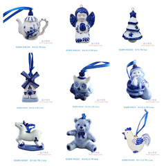 景徳鎮陶磁器ペンダントクリスマスツリー装飾品ペンダント家庭用子供玩具青花磁器創意車載置物