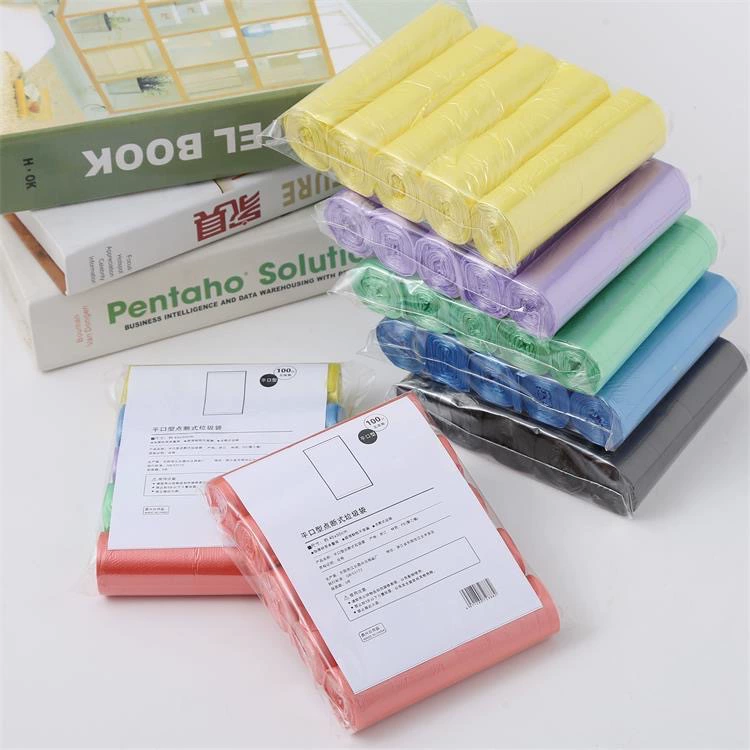 Утолщенный мешок для мусора, бытовой мешок для мусора с плоским ртом, кухонный общежитие, одноразовый черный красочный пластиковый мешок для хранения