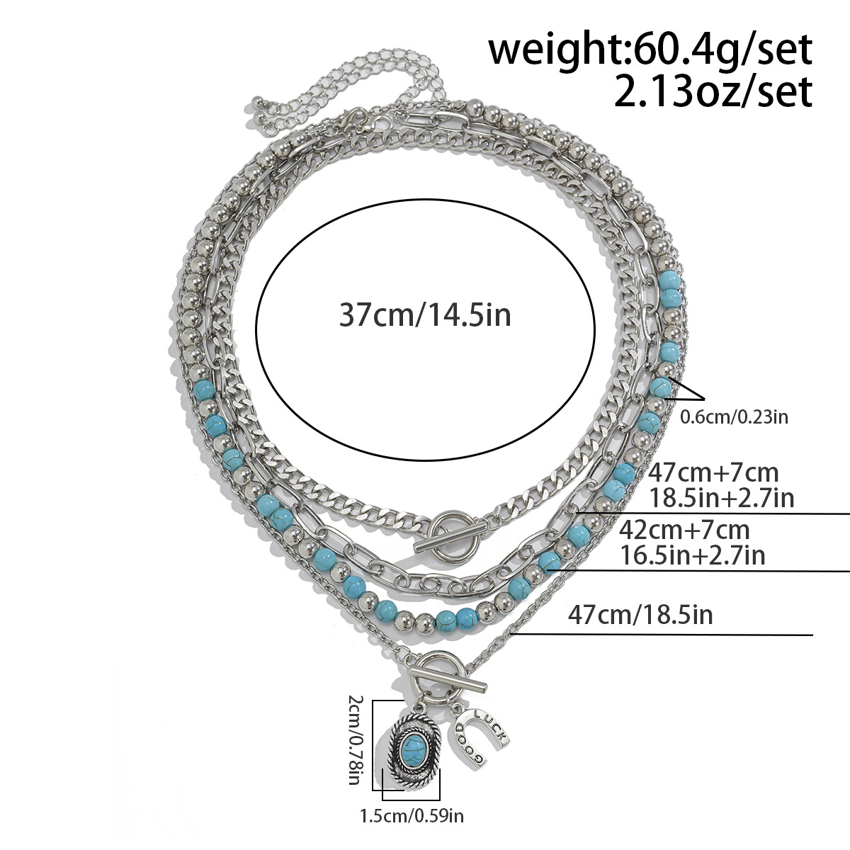 Fahion Multi-layer Artificial Turquoie Necklace Et With Hexagonal Tar Alloy Geometric Collarbone Chain _voghion.com