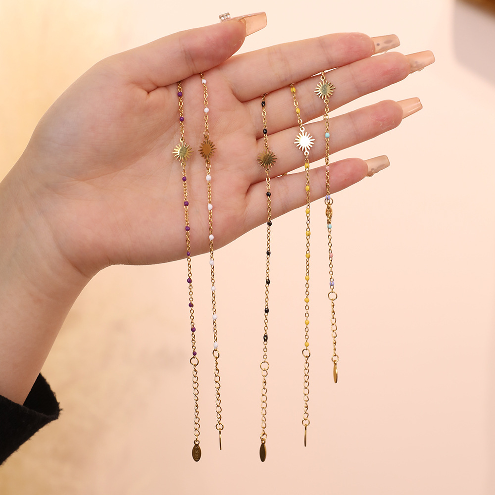 5g Weight Bracelets Classification 1 Piece Quantity Holiday, Daily Occasion Stainless Steel Material Sun Pattern Women's Gender Enamel, Plating Design Simple Style Style Simple Style Sun Stainless Steel Enamel Plating Bracelets 1 Piece 12