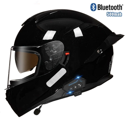 Motosiklet kaskı (dəbilqə) – certification motorcycle helmet double - star-black-transparent-bluetooth-m