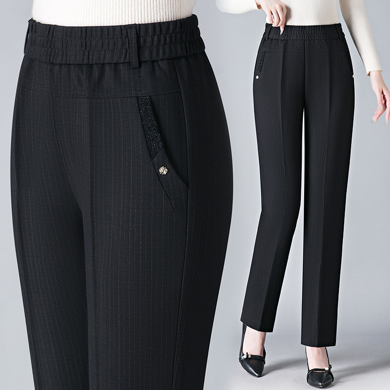 Autumn New Middle-aged and Elderly Women's Pants Loose Straight plus size Pants Mom Pants Spring and Autumn Elastic Casual Grandma Pants