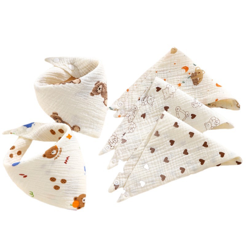 Toallas de saliva para bebés de cuatro capas de tela de crimpos de dibujos animados buckle buckle toallas de triángulo para bebés delantal recién nacido
