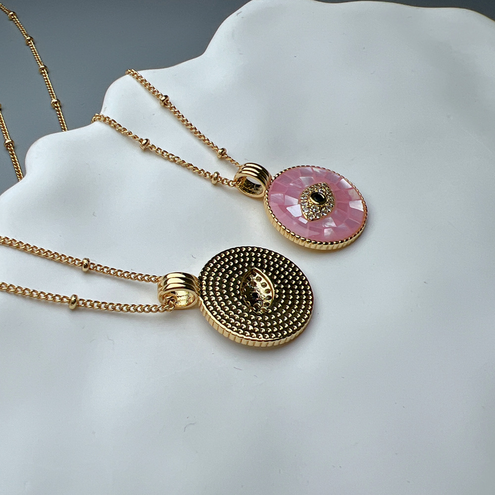 Pendant Necklace Classification Copper Chain Material Shell Copper Plating Eye Zircon Pendant Necklace