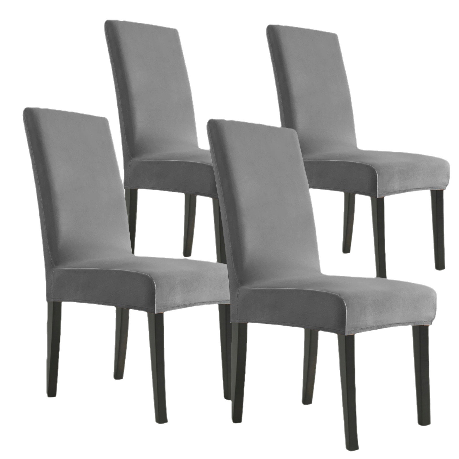 Cross-border velvet chair cover thickened solid color chair cover elastic all-inclusive chair cover dining room hotel home dining table chair cover_voghion.com