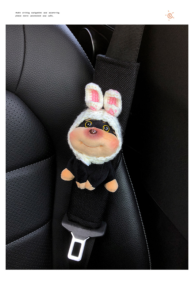 Bee Dog Car Seat Belt Shoulder Cover Clothing Anti-Wear Cover Pair of High-End Car Dolls Car Interior Decoration for Women