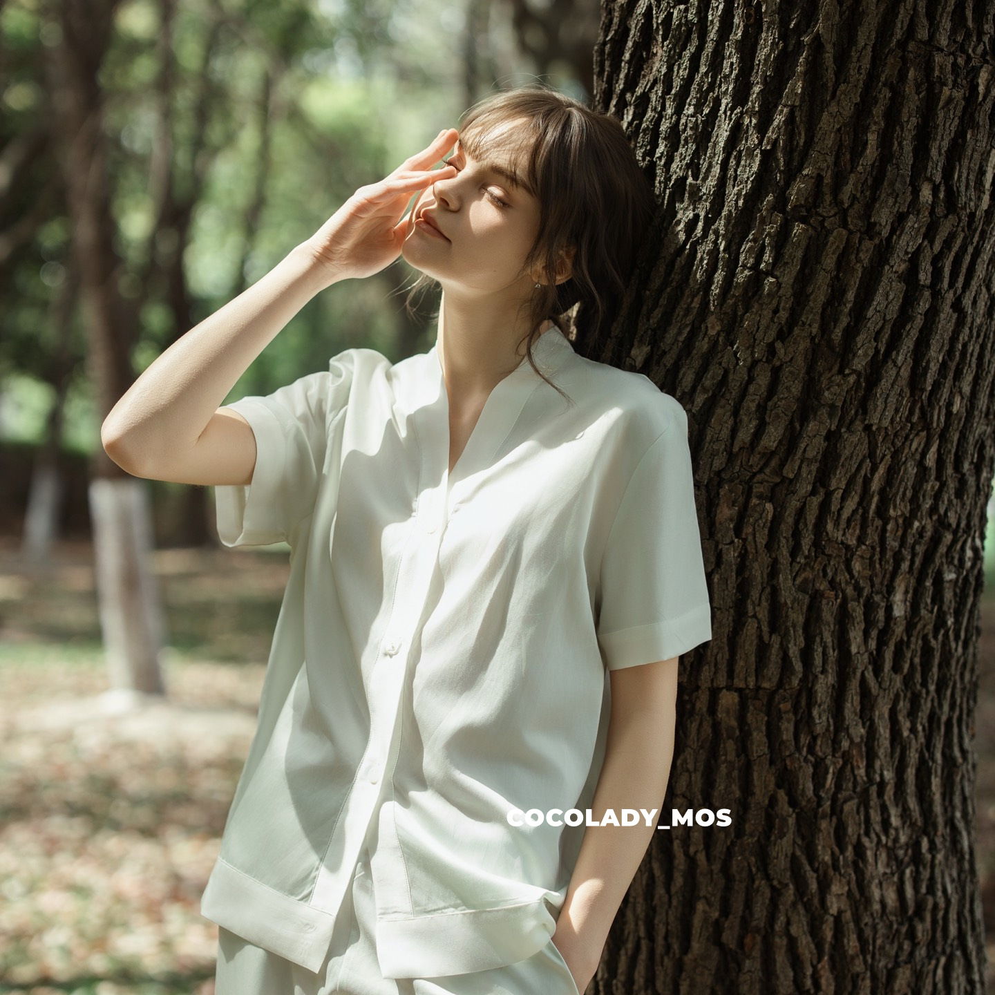 실제 제품만! 하이 엔드 실키 80S 리오셀 텐셀 코튼 반팔 양복 여름 시원한 실크 잠옷 여성용