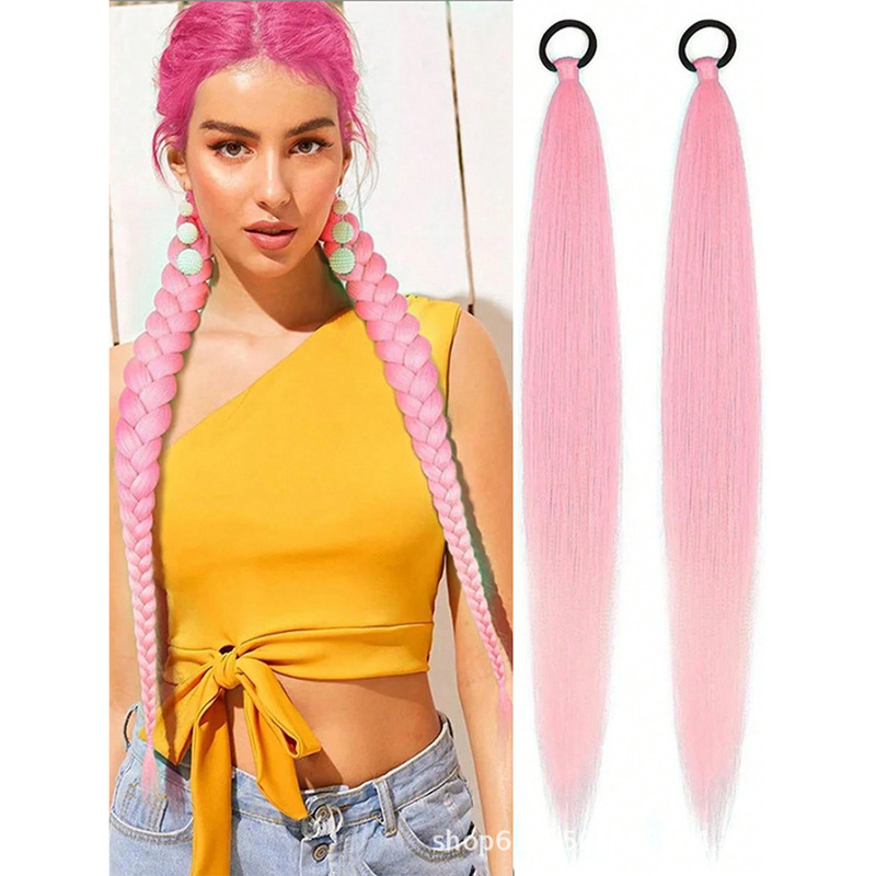 Wig Ponytail for Women with Long Hair, Christmas Style Ponytail Hair Extensions, Ponytail Can Be Braided into Colorful Braids (One Piece)