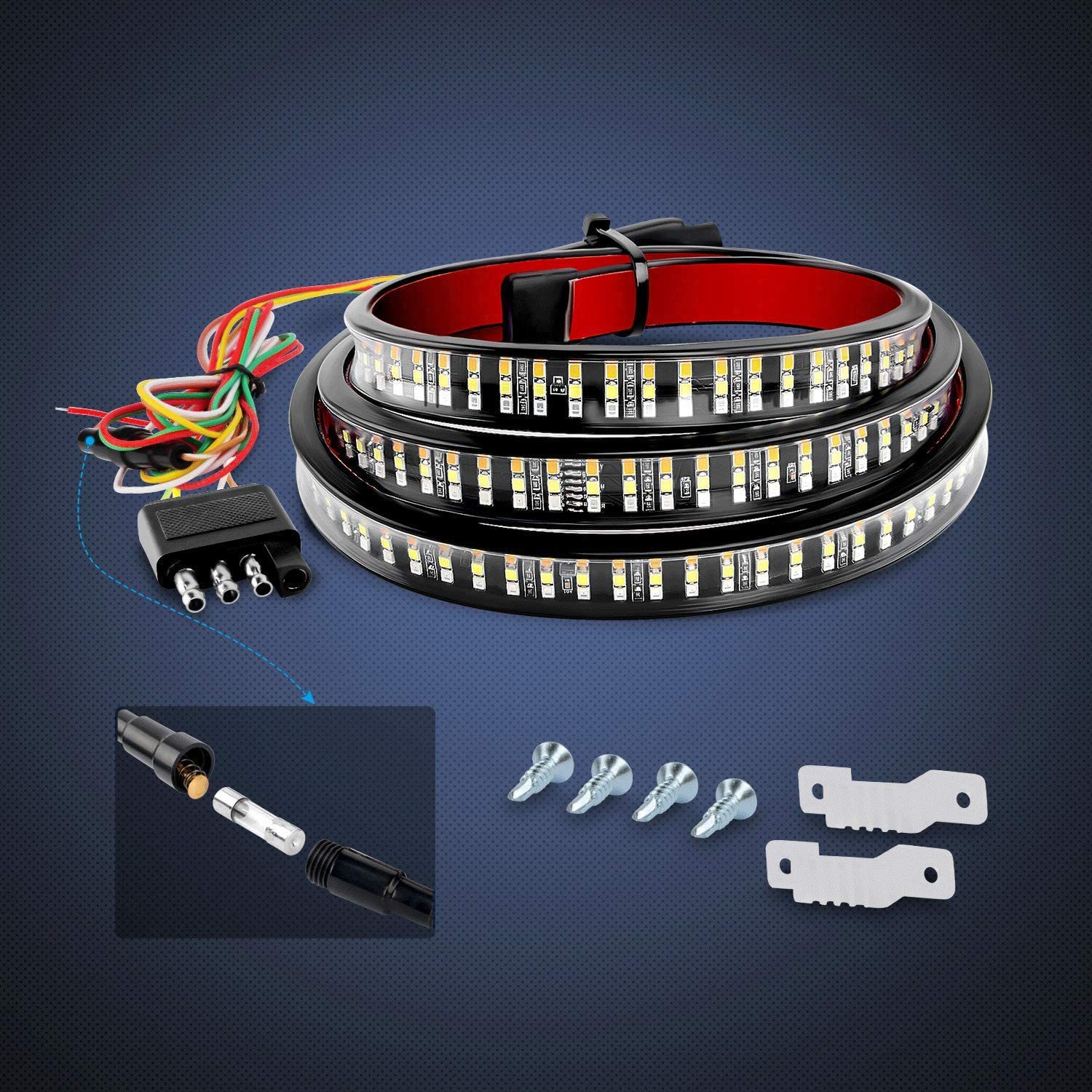 Cross-Border Hot Selling Pickup Truck Tail Lights 60inch 49 Three-Color Tail Lights Three Rows Four Rows Turn Signal Marquee Streamer