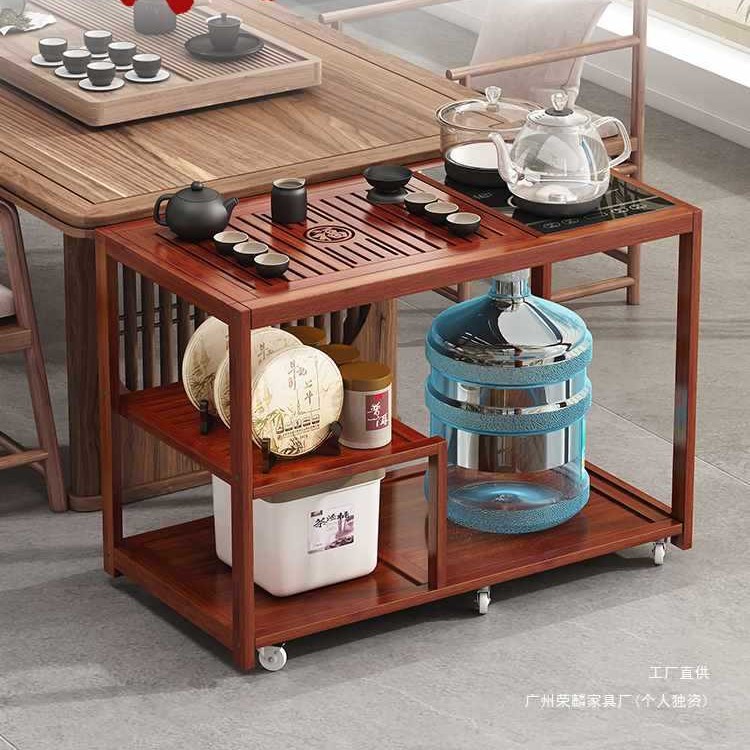 Household Mobile Tea Table Small Tea Table Kettle Integrated Tea Cabinet Non-Solid Wood Balcony Coffee Table Tea Cart Tea Set