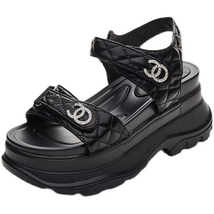 Explosiones sandalias de velcro para mujeres verano 2025 nuevo fondo grueso rojo de red de altura de diamante zapatos de playa
