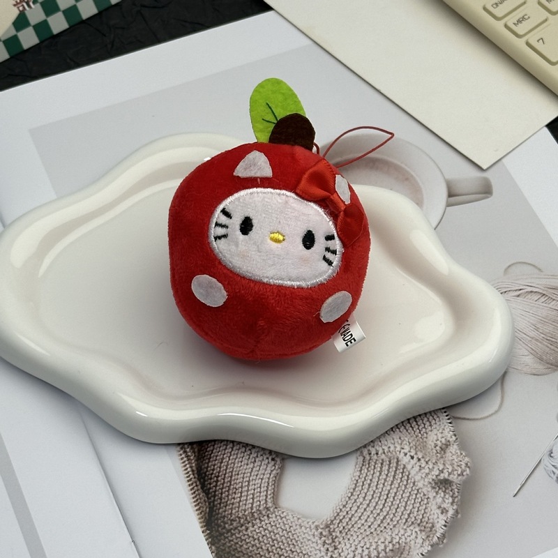 可爱苹果KT猫公仔小挂件三丽鸥hellokitty挂件毛绒公仔钥匙扣挂饰|undefined