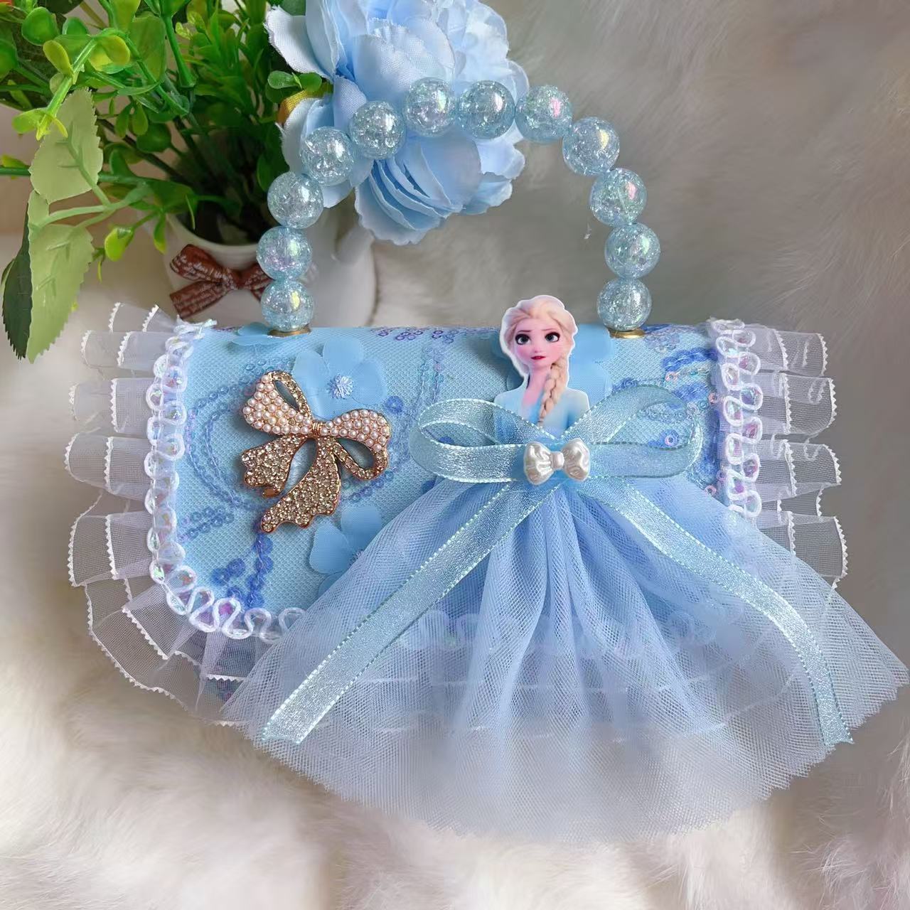 Bagos de hombro para niños primavera y verano frescos bolsos de perlas para niñas Aisha pequeña princesa bolsos de mochila de estilo extranjero