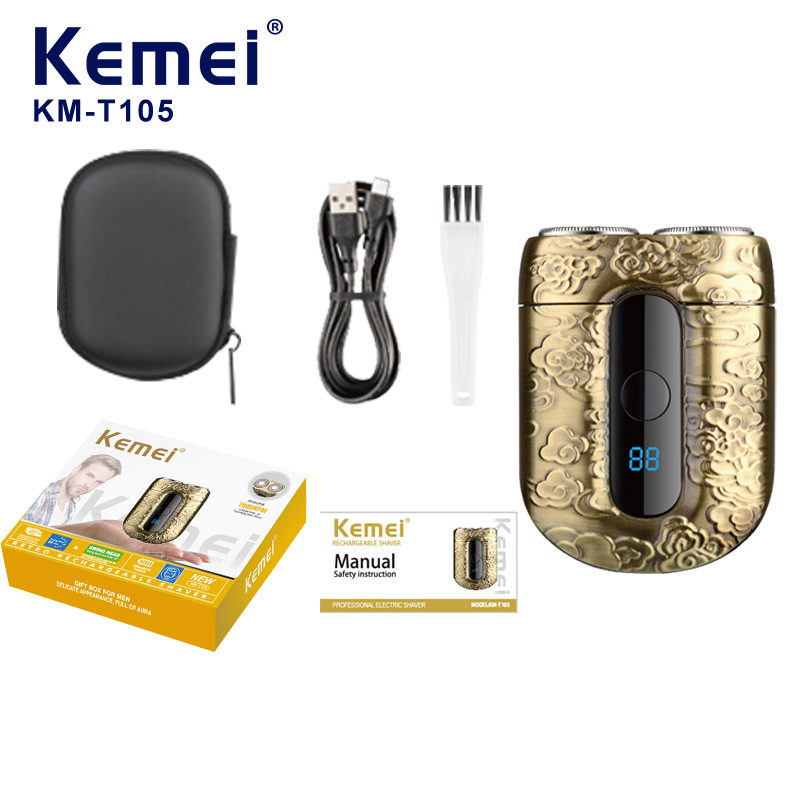 Kemei Cosmetic afeitadora portátil compacta KM-T105 afeitadora portátil eléctrica ultra limpia afeitadora de hombre