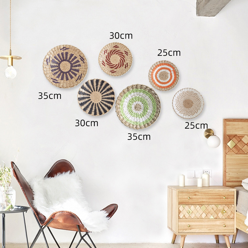 Viento nacional transfronterizo marioneta artesanal tejido pared decoración de pared Bohemia tejido de paja decoración de pared de fondo vivienda decoración de pared colgante