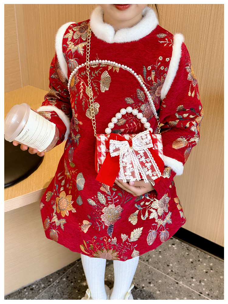 Women's Cotton And Linen Plaid Cherry Bow Knot Cute Beading Pearls Shell Flip Cover Crossbody Bag display picture 26