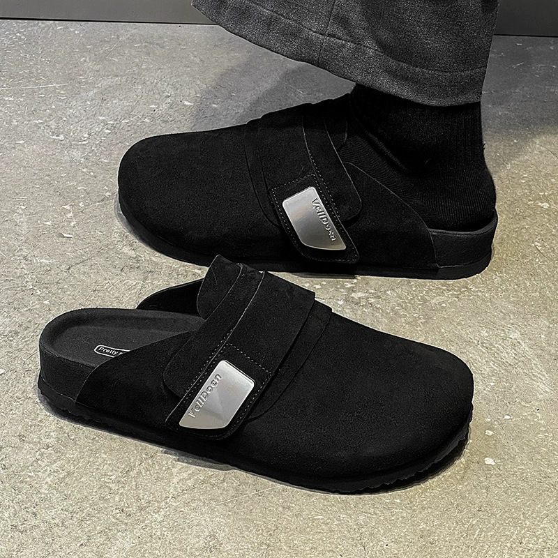 Мужские туфли Birkenstock из натуральной кожи, новые весенне-летние уличные тапочки, модные туфли с половиной чашки в стиле ретро в стиле старых денег 1121