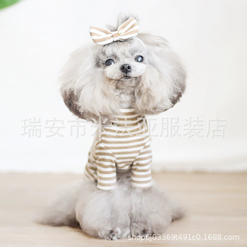 Mifaya завод прямой домашнее животное кошка собака одежда де бархат коричневая полосатая нижняя рубашка медведь с длинным рукавом свитер