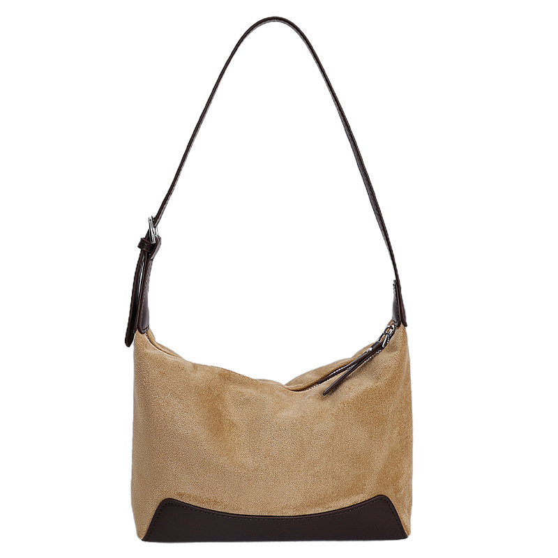 Cross-Border New Autumn/Winter Underarm Bag For Women, Trendy Color-Block Shoulder Bag, Large Capacity Casual Commuter Baguette Crossbody Bag - Thumbnail 6