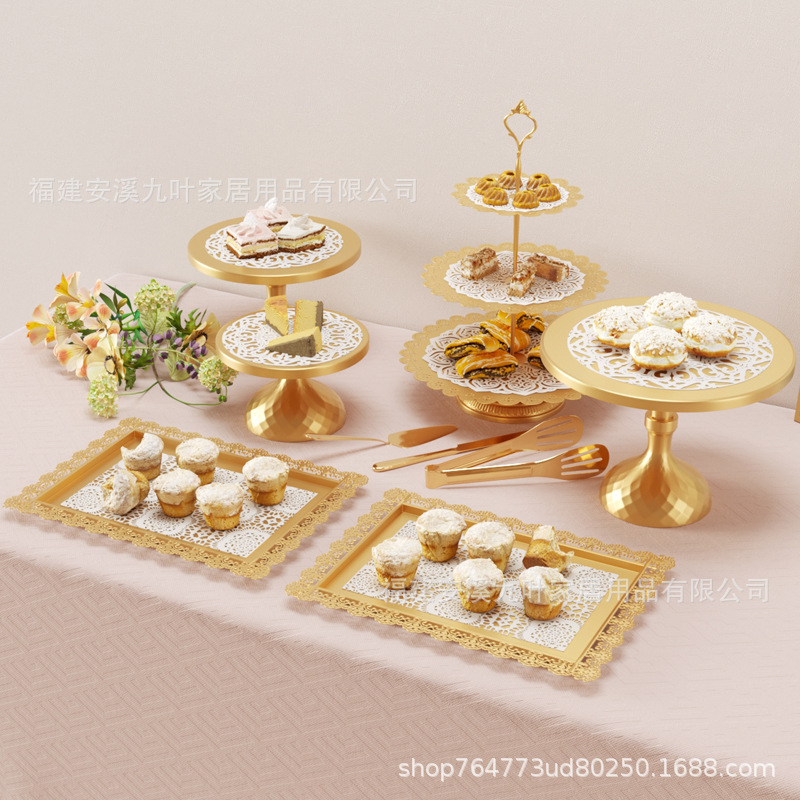 Juego de Soportes para Tartas de Hierro Forjado Estilo Europeo, Decoración para Bodas, Exhibición de Postres, Soporte para Aperitivos, Accesorios para Fiestas de Cócteles, Juego de Platos para Tartas image 4