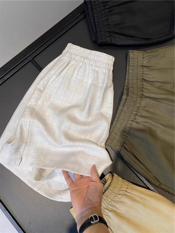 女性用ホワイトテンセルリネンショートパンツ、夏用薄手、小柄なAラインワイドパンツ、カジュアルでゆったりとした超見栄えの良いパンツ|undefined