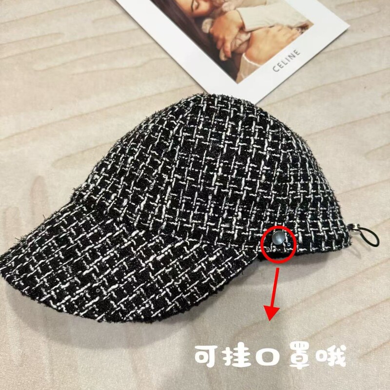 帽子の女性の秋冬の小さい香りの風の広い軒は顔の小さいベルベットの保温のアヒルの舌の帽子がマスクの漁師の帽子を掛けることができて折り畳みができます。|undefined