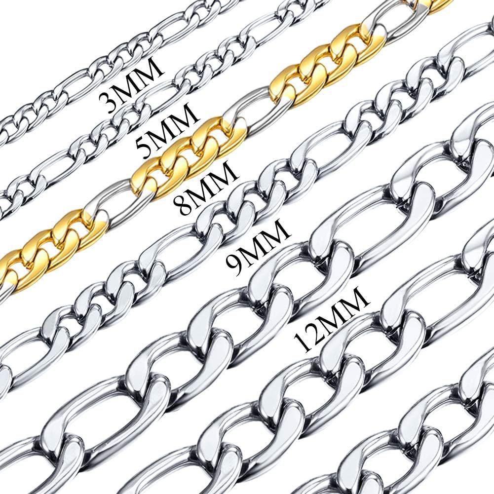 Men's Figaro Chain Necklace And Bracelet Set Rugged Alloy Jewellery_voghion.com