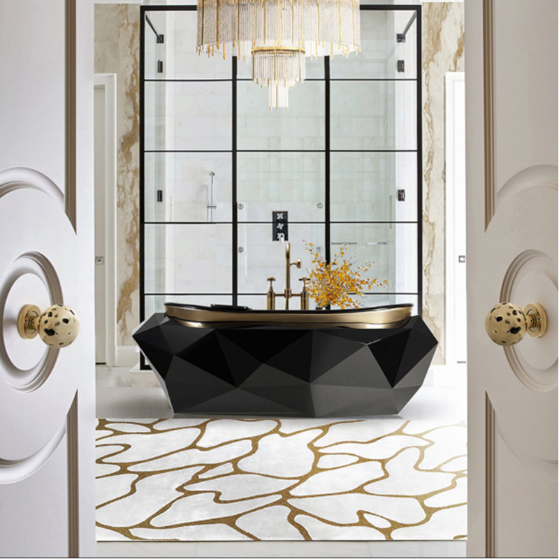 Portugal Light Luxury Diamond Bathtub Stainless Steel Design Luxury Diamond Free-standing Bathtub Bathroom Model Room