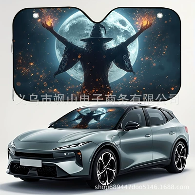 Skull and Spider Themed Car: Sun shade - 130cm-70cm-halloween-2