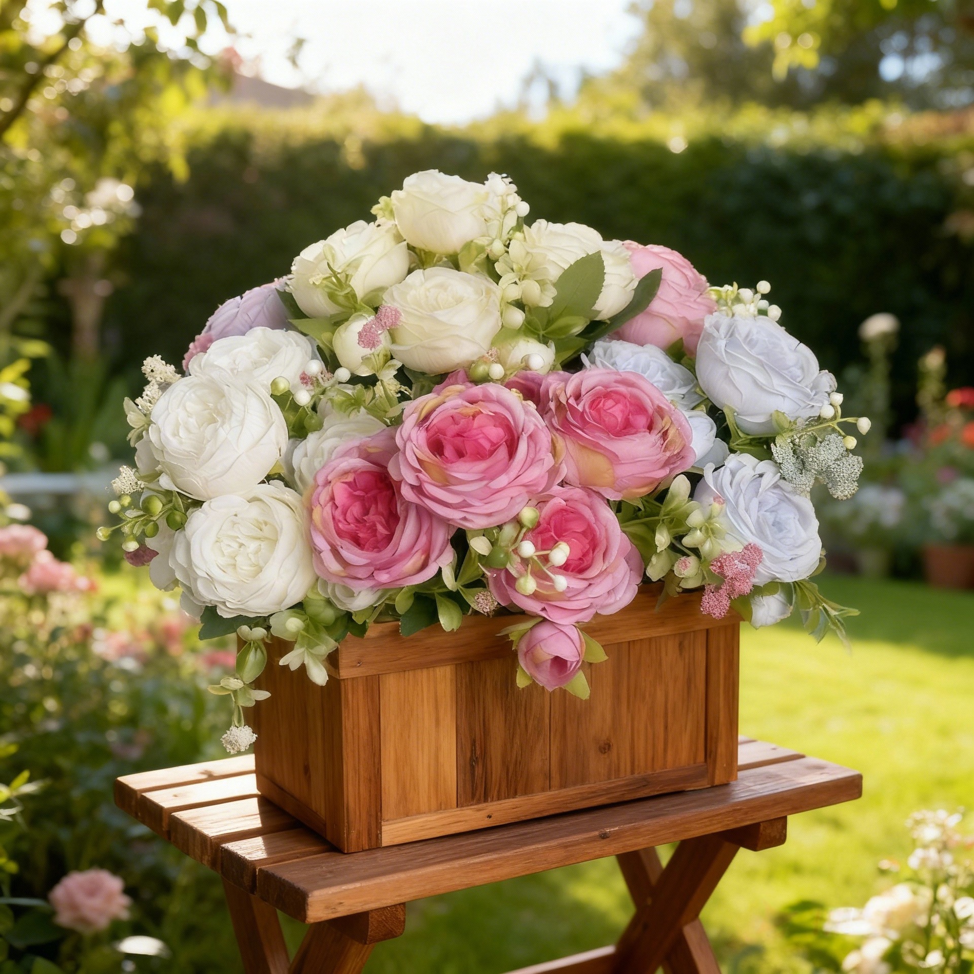 Cross-Border Artificial Bouquet with 5 Heads of Persian Grass, Peonies, and Roses for Home Decoration, Hand-Held Flowers, Wedding Arrangements, and Decoration