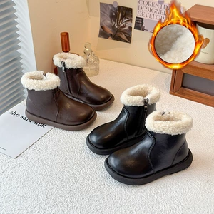 Martens, зимние утепленные детские удерживающие тепло короткие сапоги, в корейском стиле, мягкая подошва