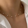 Accessory, fashionable necklace from pearl, chain for key bag , choker, European style