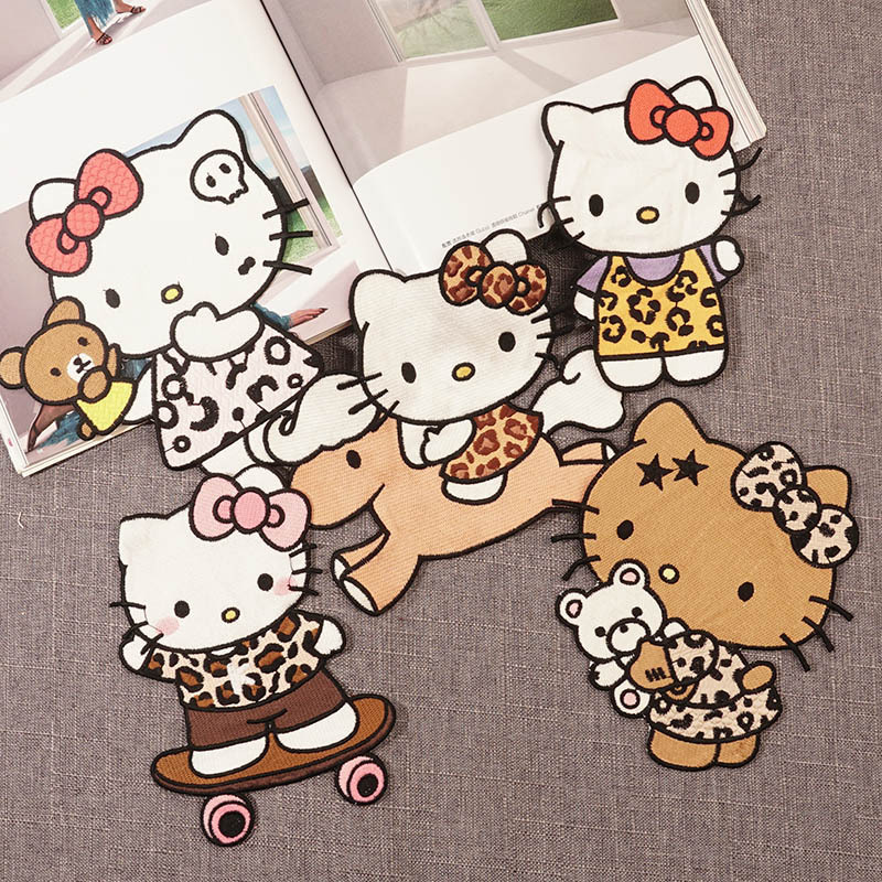 Knitted Bag Basket Decorative Stickers Cute Kate Cat Fashion Clothes Patch Stickers Large Embroider Cloth Stickers Classy Embroider Pieces