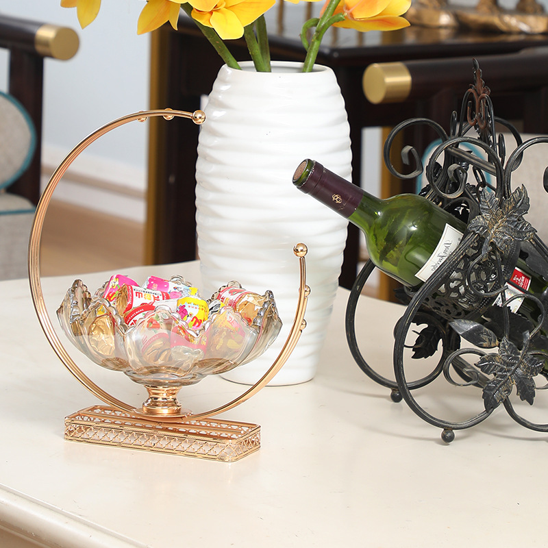 创意轻奢美式玻璃果盘家用客厅茶几盘子高级感装饰托盘甜品台摆件
