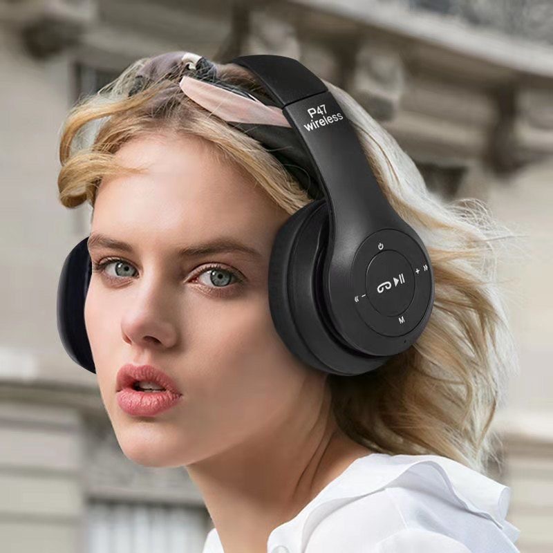 [Caliente] fábrica directa P47 auricular inalámbrico Bluetooth auricular estéreo bajo plegable auriculares