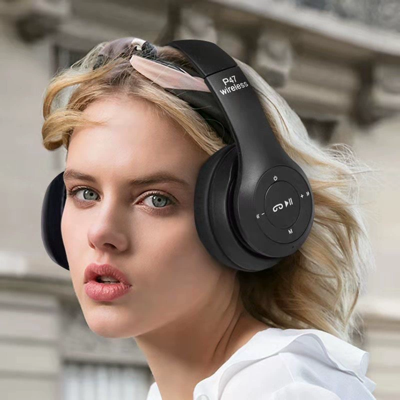 Wireless Bluetooth Headset P47, Foldable Stereo with Heavy Bass, On-ear Controls