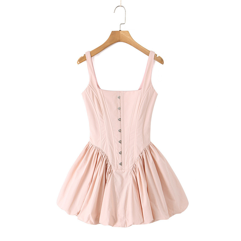 2026 New Sweet Square Neck Chic Fishbone Waist-Cinching Short Dress Retro Slim Fit Backless Party Mini Dress 2026 New Sweet Square Neck Chic Fishbone Waist-Cinching Short Dress Retro Slim Fit Backless Party Mini Dress