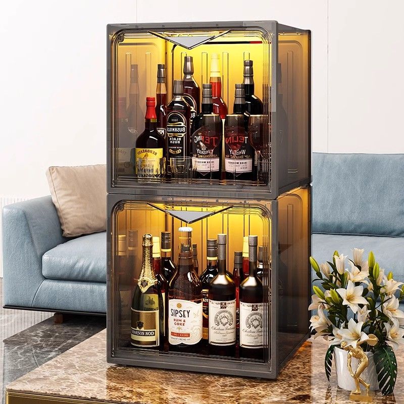 Wine Rack Red Wine Storage Rack Household Whiskey Alcohol Layered Storage Storage Cabinet Small Liquor Display Cabinet